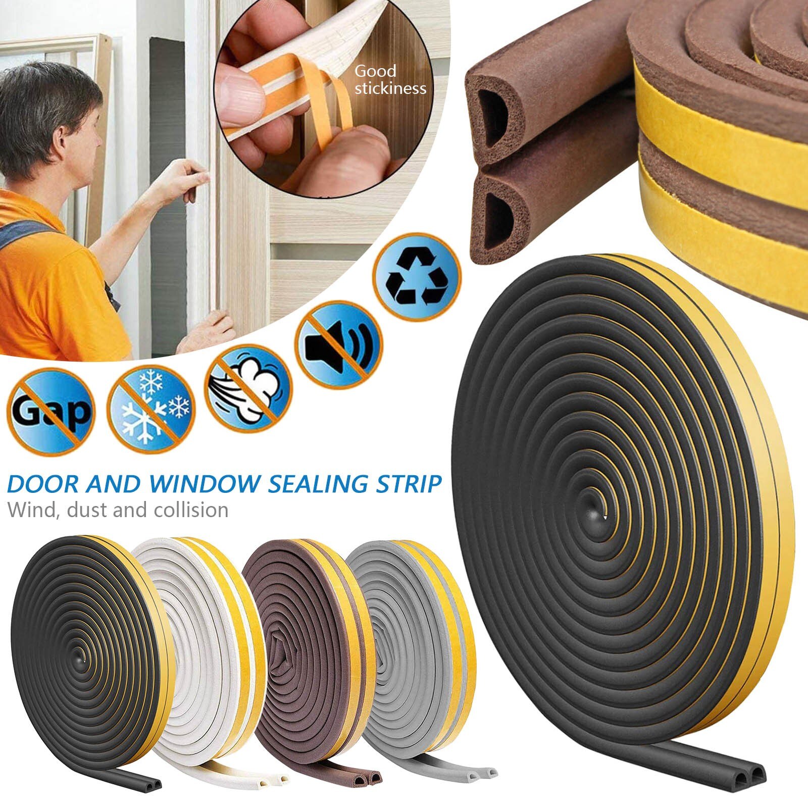 Top Selling Deur En Raam Geluidsisolatie Strip D Type Anti-Collision Strip Zelfklevende Ondersteuning en