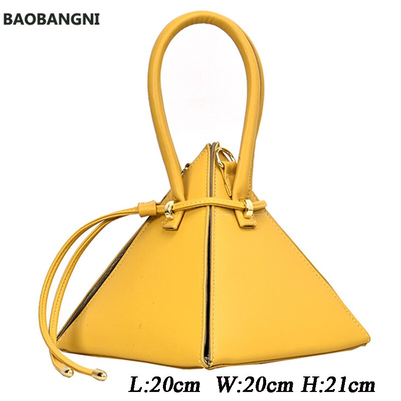 Chic Geometric Triangle Drawstring Women Handbags Casual Pu Messenger Bags Female Solid Color Shoulder Bag Clutch