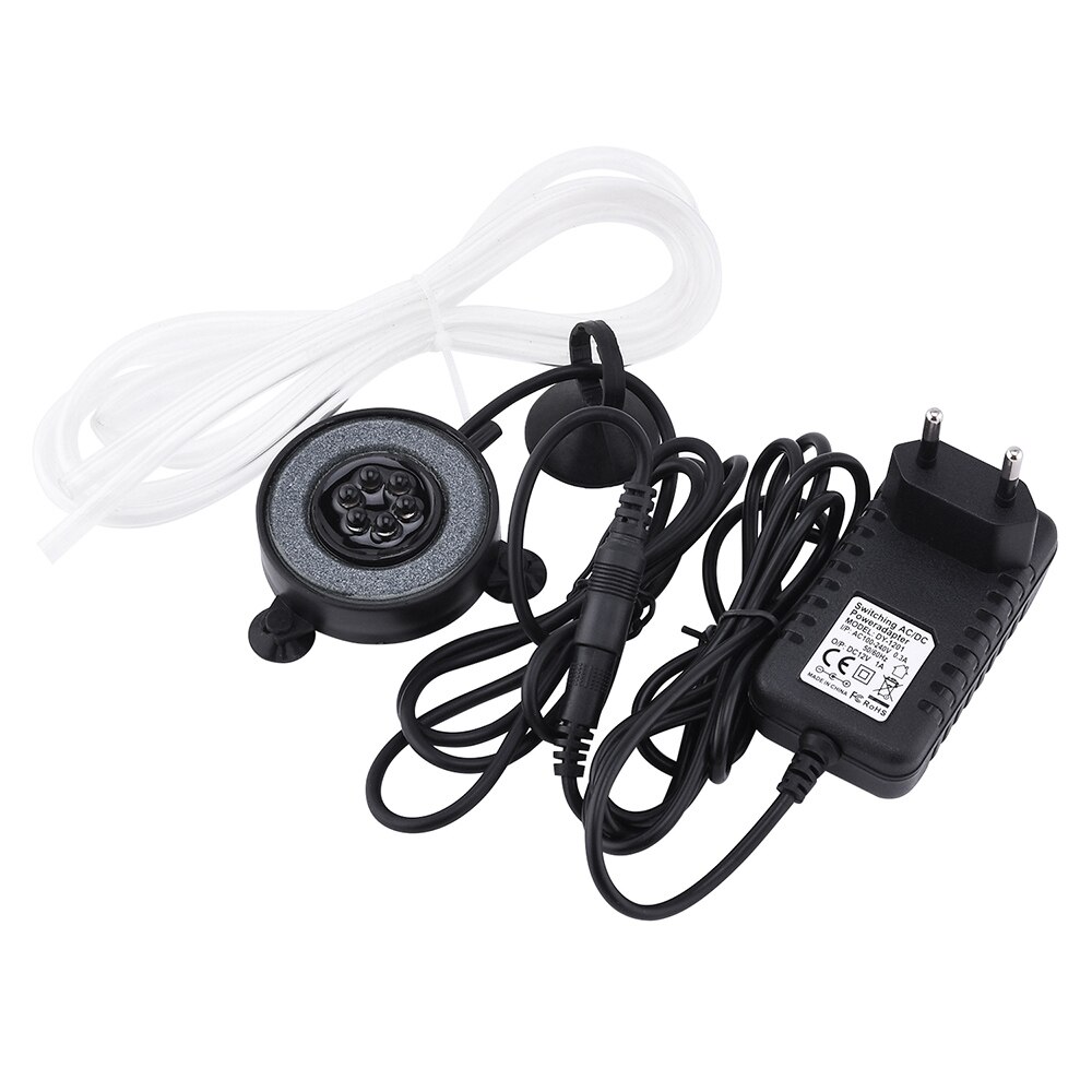 Luz LED redonda de burbujas de aire, luz sumergible para tanque de peces, cambio de Color, acuario con burbujas de aire, lámpara, herramientas de aireación: EU Plug