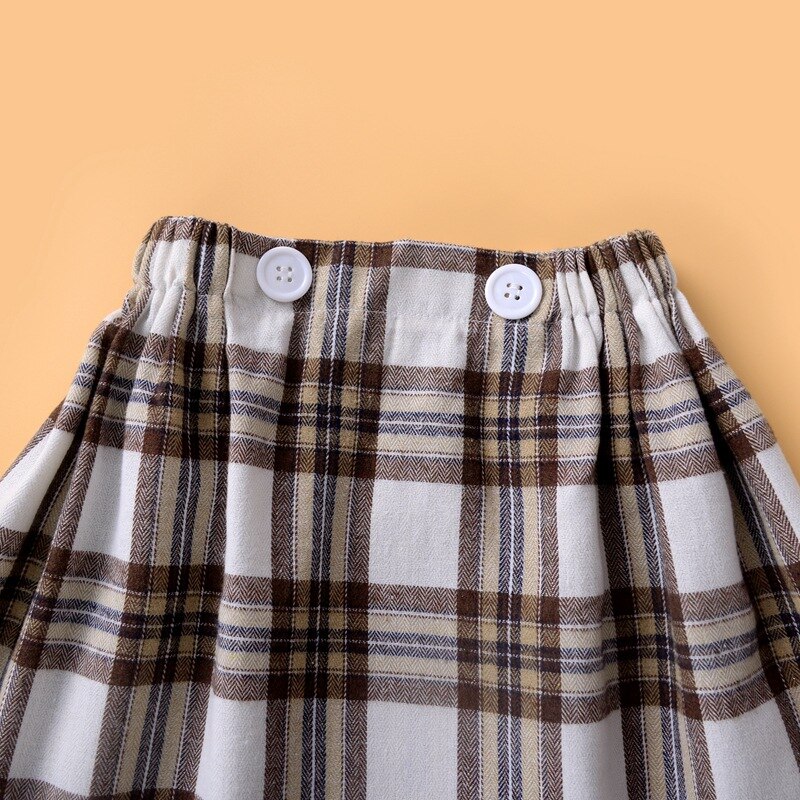 Gonna a quadri classica per ragazze primavera e autunno gonne a pieghe elastiche in vita per bambini nuovi WT589