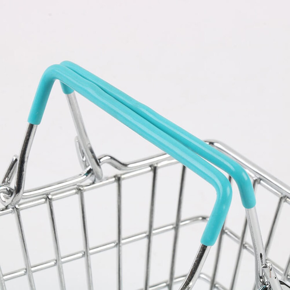 Kid Handcart Toy Miniature Metal Simulation Supermarket Shopping Basket Utility Carts Basket Pretend Role Play Toys For Children