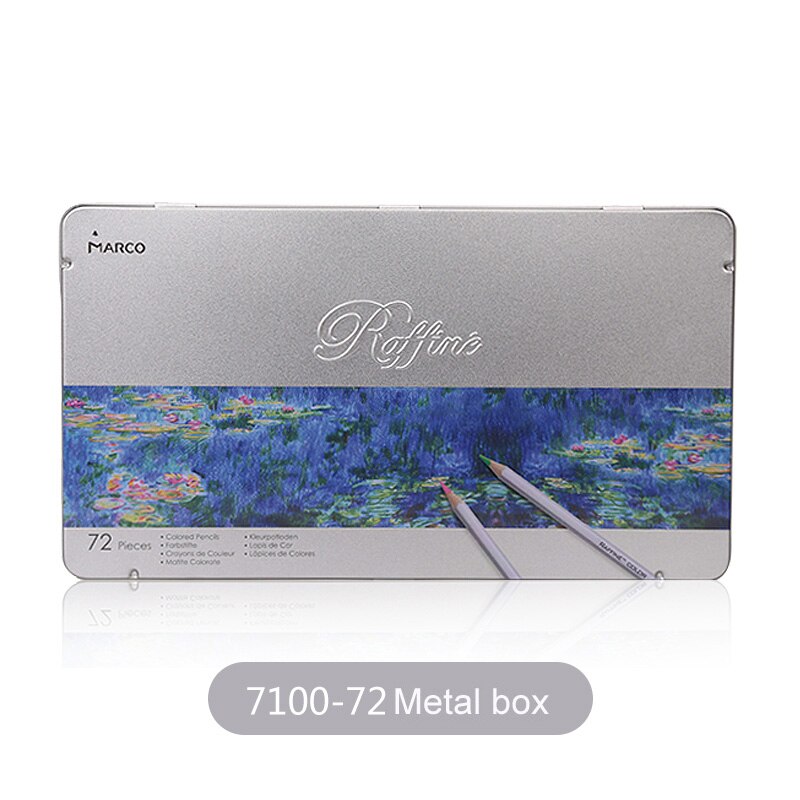 Marco 24/36/48/72Colors Raffine Soft Non-toxic Color Pencil lapis de cor Oil Colored Pencils for School Supplies: 72 colors metal box