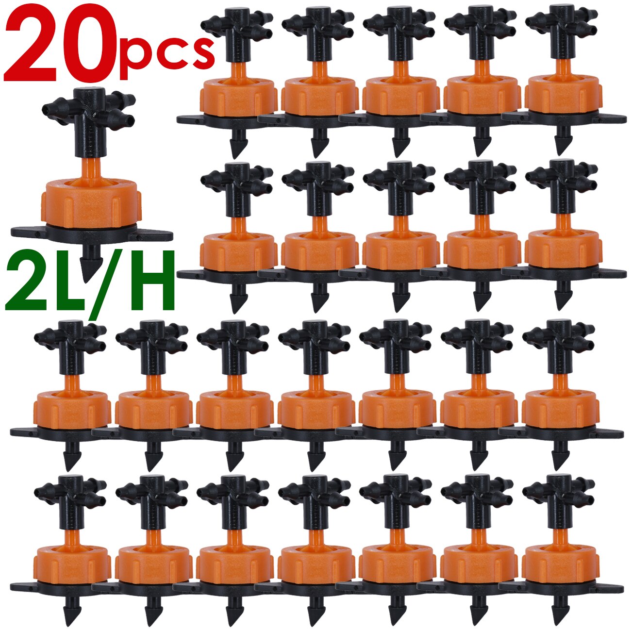 Irrigation 2L/4L/8L Steady flow dripper with 4-way cross Connector Agriculture Drip water irrigation Drip arrow connector 20Sets: 2L-20pcs