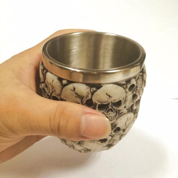 Retro 3D Stainless Steel Skull Cup Novelty Skull Head Vodka Mug Coffee Drinking Cup Drinkware: Ivory