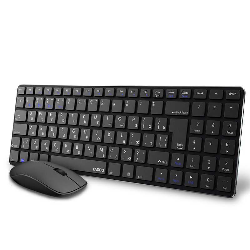 Rapoo 9300M Multi-mode Stille Bluetooth Draadloze Toetsenbord Muis Combo Slanke Toetsenbord Optische Muis Set Engels/Russisch toetsenbord
