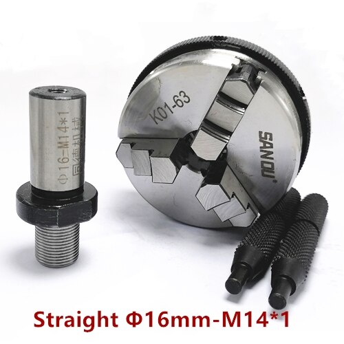 3 kiefer K01-63 spannfutter Drehmaschine Futter 63mm Sicherheit Mini Drehmaschine Spannfutter 3-kiefer Selbst Zentrierung Futter + anschluss stange M14 * 1 Gewinde: K01-63 16mm gerade