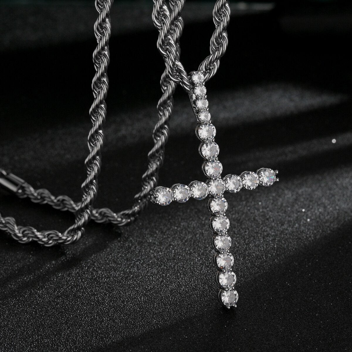 Sifisrri Verschiedene Vintage Edelstahl Diamant Kreuz Choker Halskette für Frauen Twist Kette Geburtstag Schmuck: Style 1 Silver / 20inch 50cm