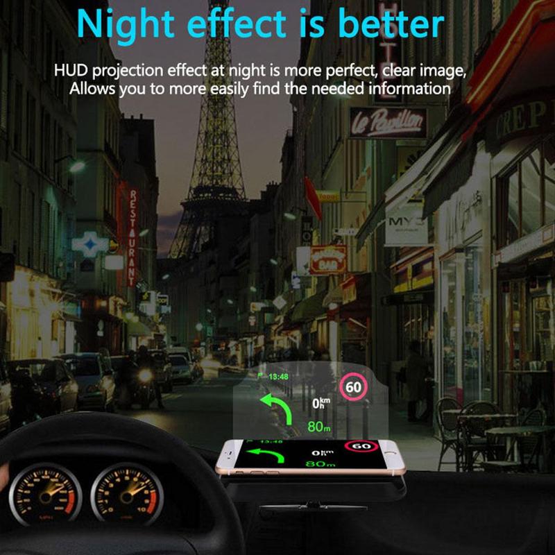 Auto Navigatie Mobiele Telefoon Beugel Draadloze Head Up Hoge Navigatie Houder Definition Display Vouwen Projector Gps Spiegel