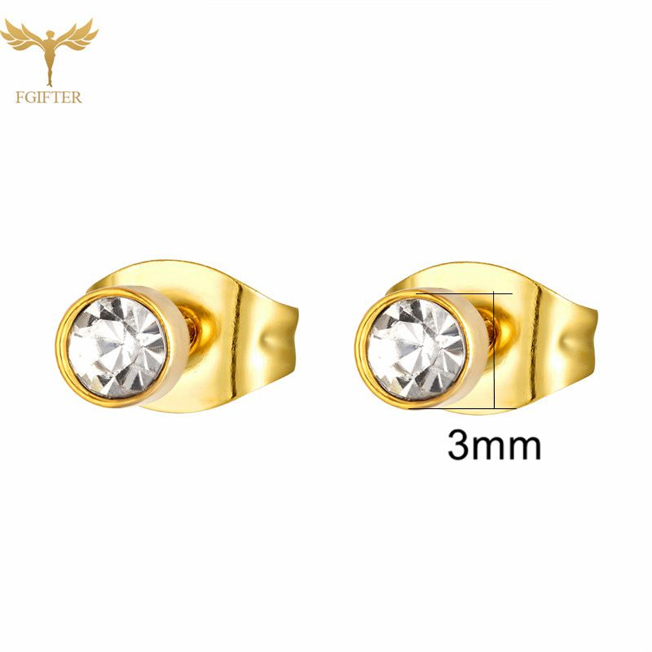 12 pares de pendientes dorados de circón de 3mm, 4mm, 6mm y 8mm para hombres y mujeres, tachuelas para Piercing en la oreja de acero inoxidable, conjunto de joyería de ,