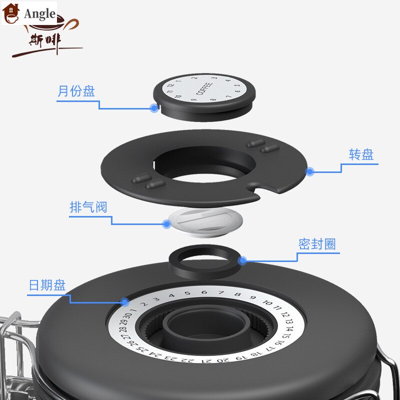 1.2/1.5/1.8L Coffee Canister With Scoop Airtight Coffee Container Stainless Steel Storage Canister Set For Coffee Beans Tea