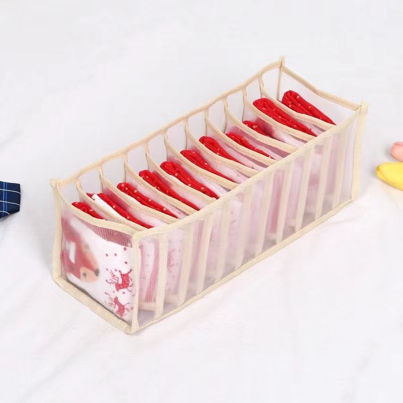 Organizador de armario para ropa interior, divisor de armario para el hogar, caja de almacenamiento para ropa, cajón plegable: Yellow 11 grids