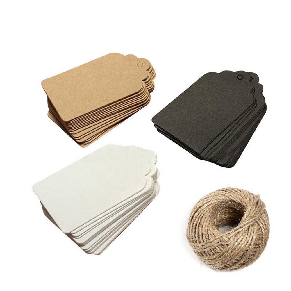 100 stuks blanco doe-het-zelf prijslabels van papier om op te hangen in winkels of voor bruiloften