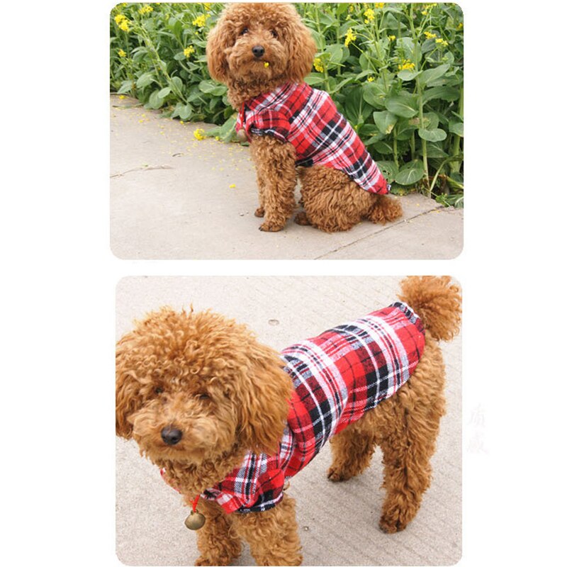 Ropa para mascotas para perros pequeños, camisa a cuadros de algodón para primavera y verano, ropa para Chihuahua de peluche cachorro de Yorkshire