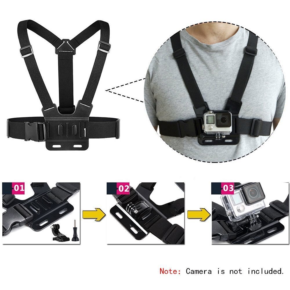 Gopro tilbehør justerbar brystmontering sele brystrem bælte til gopro hd hero 8/7/6 5 4 3+ 3 1 2 sj4000 sj5000 sportskamera