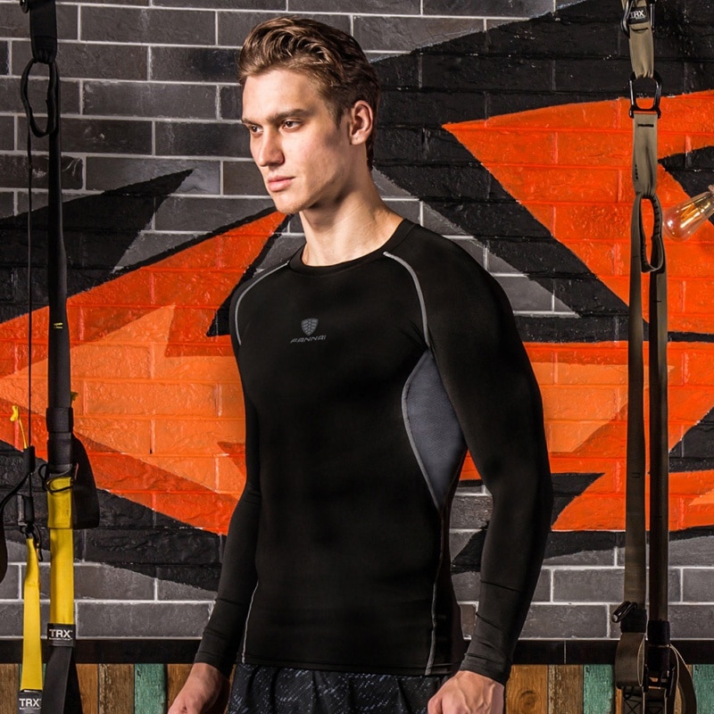 Men's Quick Dry Running T-Shirt Compression Shirt Long Sleeve Men Sport Jogging Fitness T Shirt Training Suit