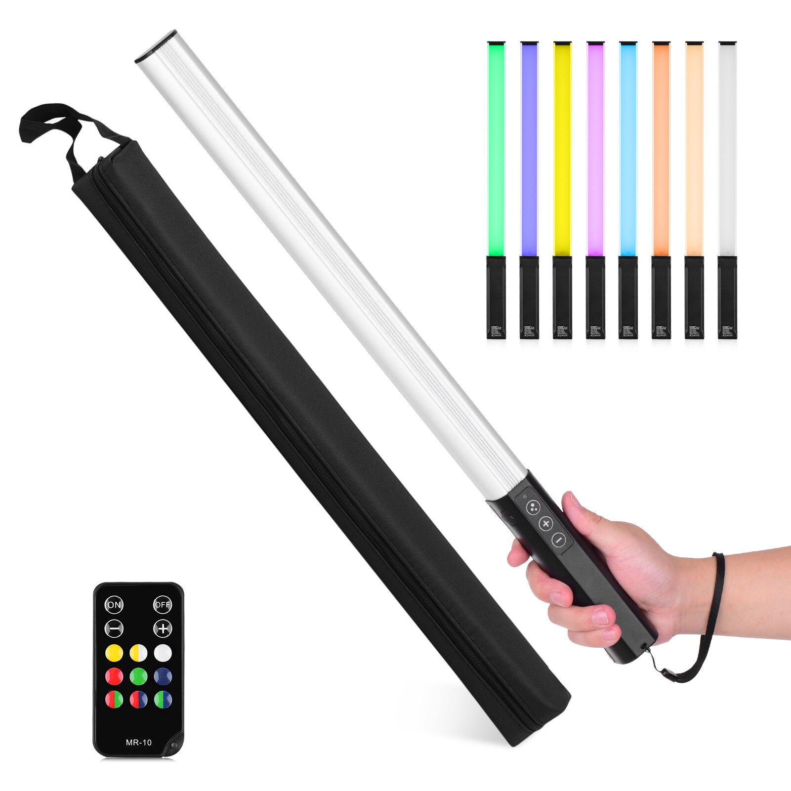 RGB Handheld LED Light Wand Rechargeable Photography Light Stick 10 Lighting Modes 12 Brightness Levels 1000 Lumens 3200-5600K: Default Title