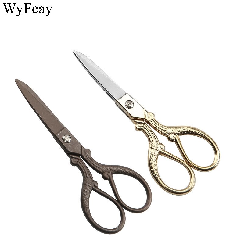 retrò Oro/Bronzo Forbici Da Sarto Antico Disegno Del Ricamo per Cucire Forbici per cucito Sarto Cesoie Zakka Fai Da Te Utensili A MANO