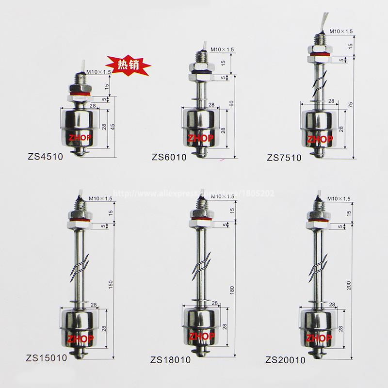 M10 * 60Mm 100V Tank Liquid Water Level Sensor Rvs Vlotterschakelaar ZS6010 1A1