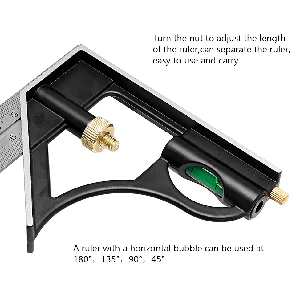 NICEYARD Right Angle Ruler Angle Finder Protractor Measuring Set Tools Universal 300mm/12" 3 in 1 Multi Combination Square Set