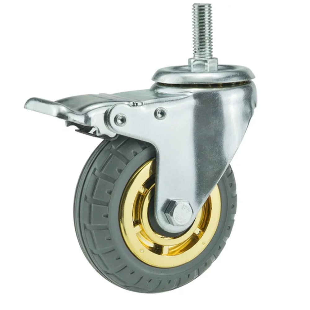 Noiseless Furniture Caster Heavy Loads Transporter Swivel Caster With Brake Rubber Roller Wheel Tire Trolley Chair Mover: 1.5 Inch / WHITE