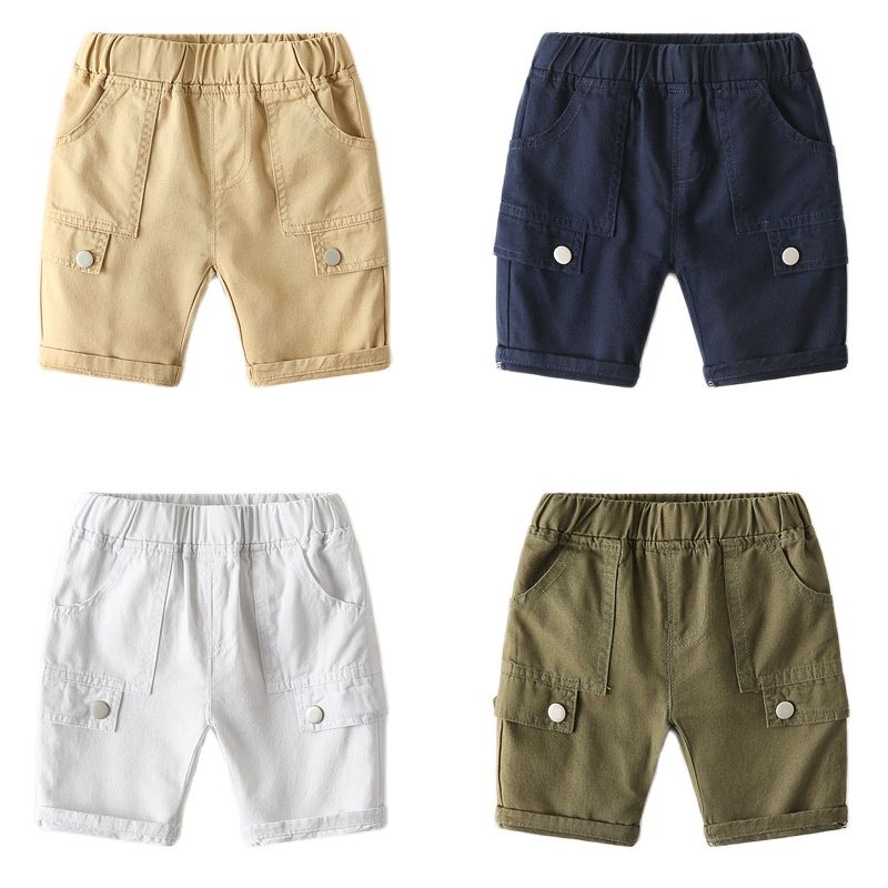 Baby pojkar kläder sommar barn shorts coola pojke kort stil byxor ren bomull mjuk elastisk midja halvbyxor