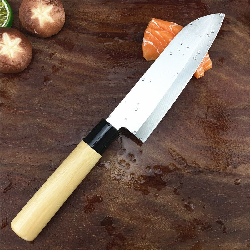 Japanese Chef Knives Set Fish Sashimi Santoku Boning Knife Stainlesss Steel Meat Cleaver Wood Handle Kitchen Knife: Santoku Knife