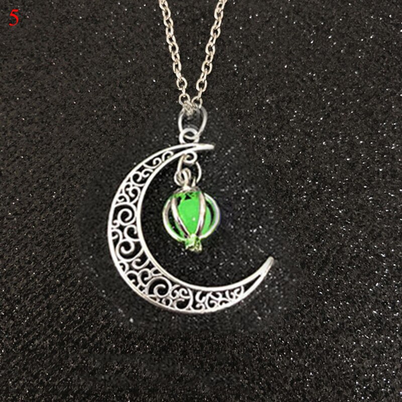 Neue Schmuck Mond Anhänger Halsketten Halloween Charme Kette Anhänger Halskette Nachtleuchtende Für Frauen Weibliche Legierung: 5