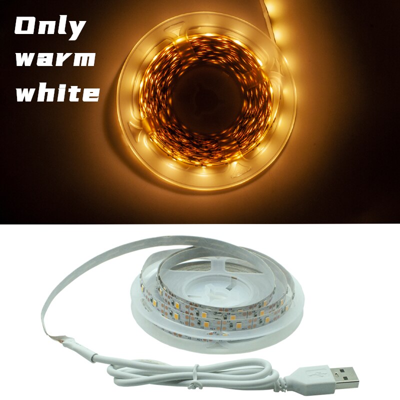 LED Streifen Licht flexibel Lampe 1M 2M 3M 4M 5M Klebeband Diode SMD 2835 DC5V schreibtisch Bildschirm TV Hintergrund Beleuchtung USB Kabel 3 Schlüssel Kontrolle: nur warm Weiß / 5m
