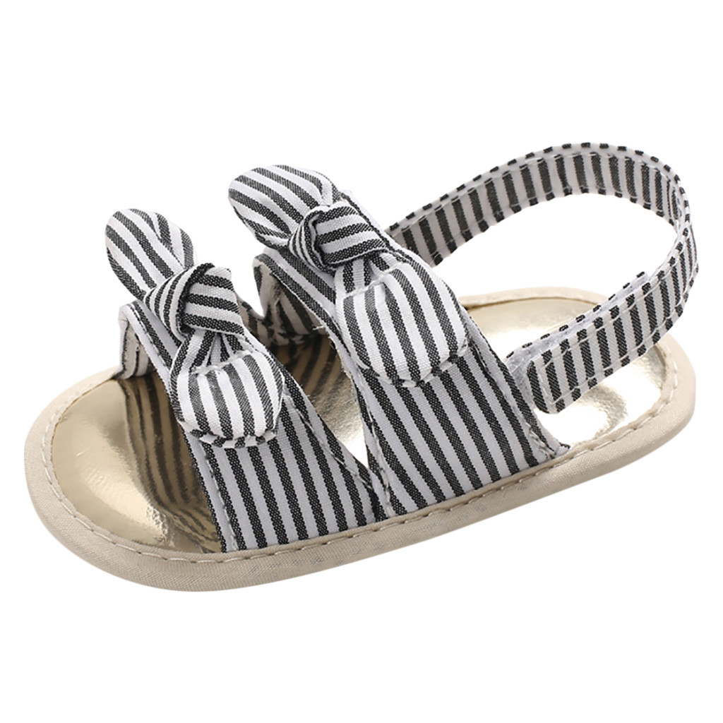 Summer Baby Toddler Shoes Infant Girl Soft Sole Applique Sandals Shoes Single Shoes Flat Soft Bottom Baby Sandals: Black / 3.5