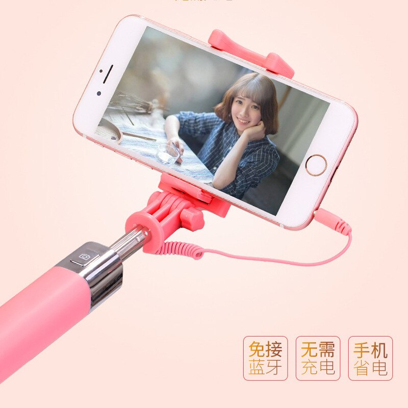 Mini Achteruitkijkspiegel Draad-Gecontroleerde Selfie Stok Vouwen Universele Rvs Uitschuifbare Selfie Stick Universal Foto Sho