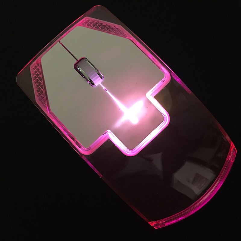 Przezroczyste kolorowe świecące myszy 2.4G bezprzewodowa ergonomia mysz optyczna myszka komputerowa dla graczy cicha mysz do laptopa Pc: pink