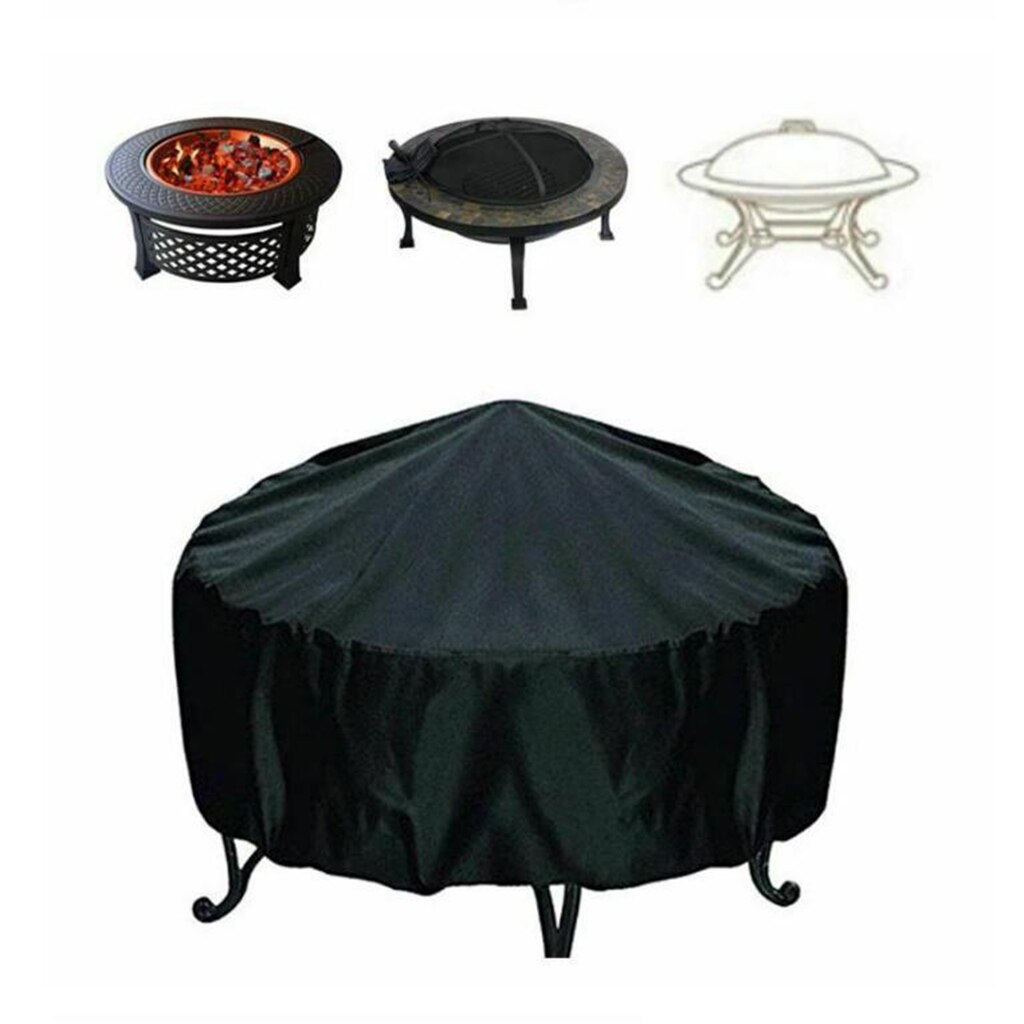 Fire Pit Cover Round 30 Inch Waterproof Heavy Duty Round Patio Fire Bowl Cover Round Firepit Cover with PVC Coating - Black