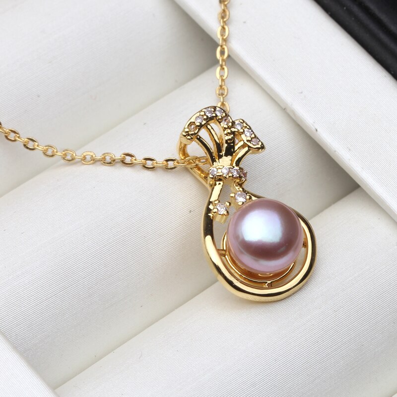 2020 nova moda 925 prata esterlina jóias para escritório feminino natural de água doce pérola colar pingentes: purple pearl pendant