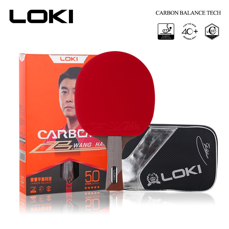 LOKI 5 Sterne Professionelle Wenge Kohlenstoff Tischtennis Schläger Kohlenstoff Rohr Technik Tischtennis Schläger Wettbewerb Klingeln Pong Paddel mit Tasche