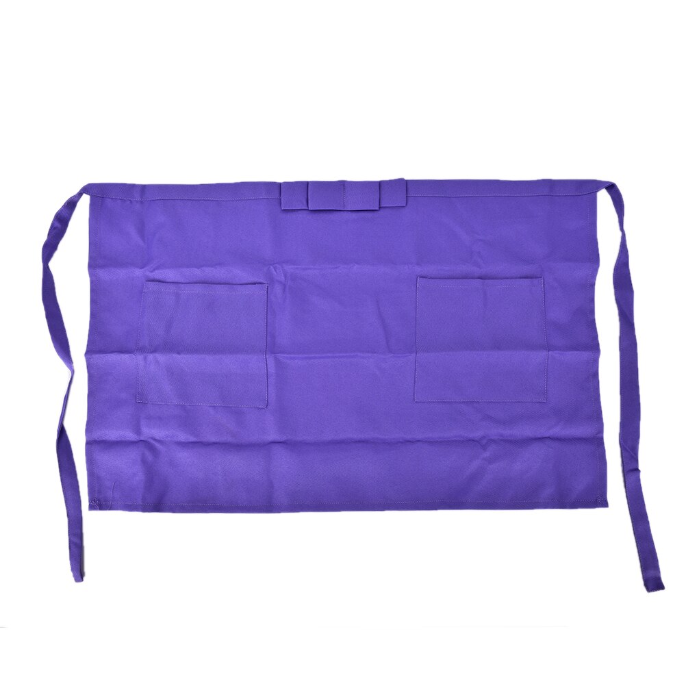 Black Waterproof Half Apron Catering Baking Bar Hotel Waiter Kitchen Home Apron 2 Pocket Ladies Mens Cotton Short Waist Chefs: Purple