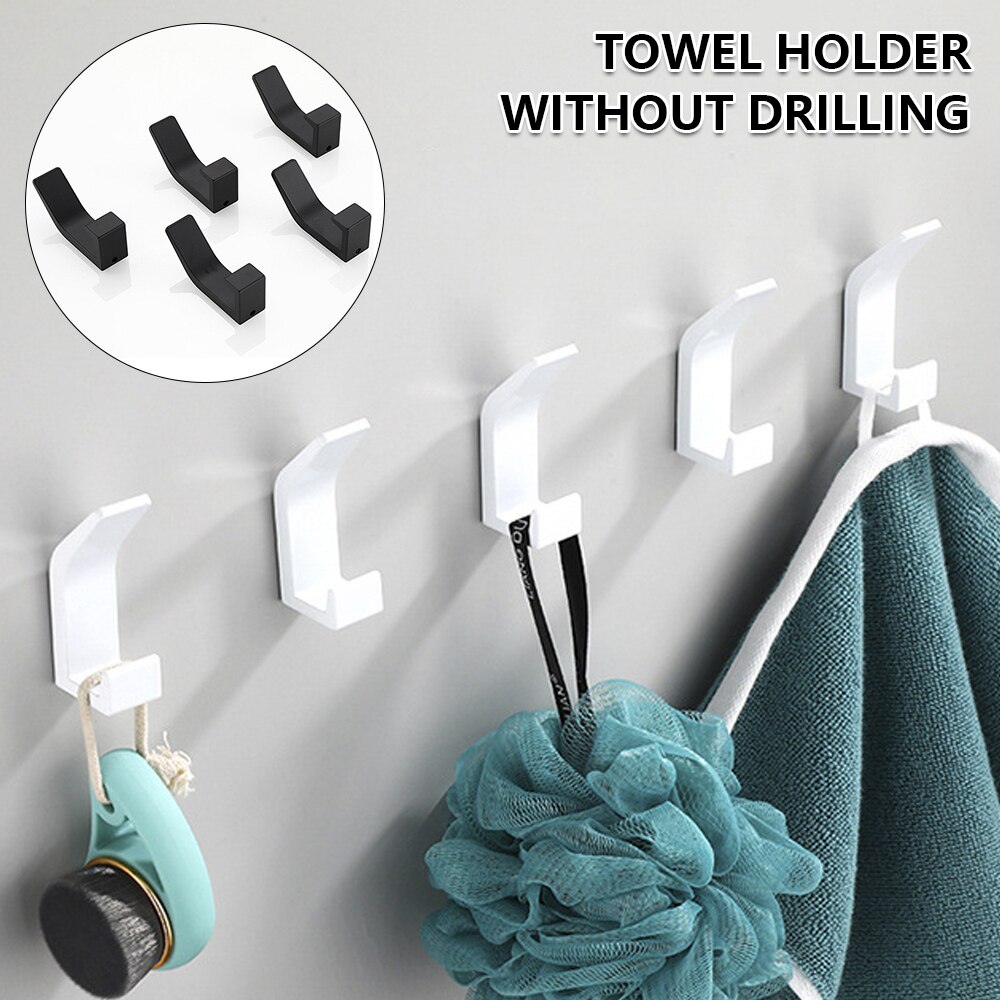 5Pcs Zelfklevende Muur Haken Kleding Tas Hanger Haak Wandmontage Jas Handdoek Roestvrij Sleutels Houder Keuken Badkamer accessoires
