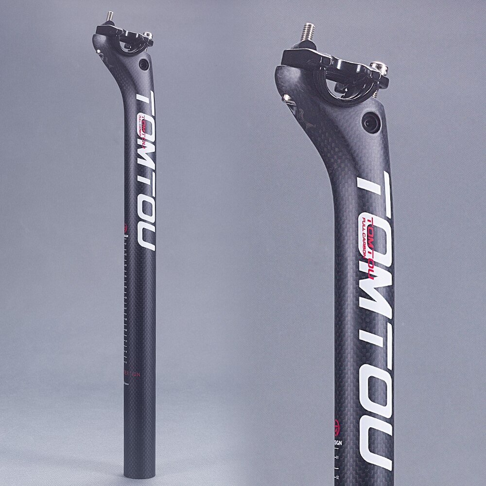 Tomtou carbonvezel fietszadelpen fietsonderdelen 3k mat wit offset 0mm 5mm 20mm diameter 27.2mm 30.8mm 31.6mm