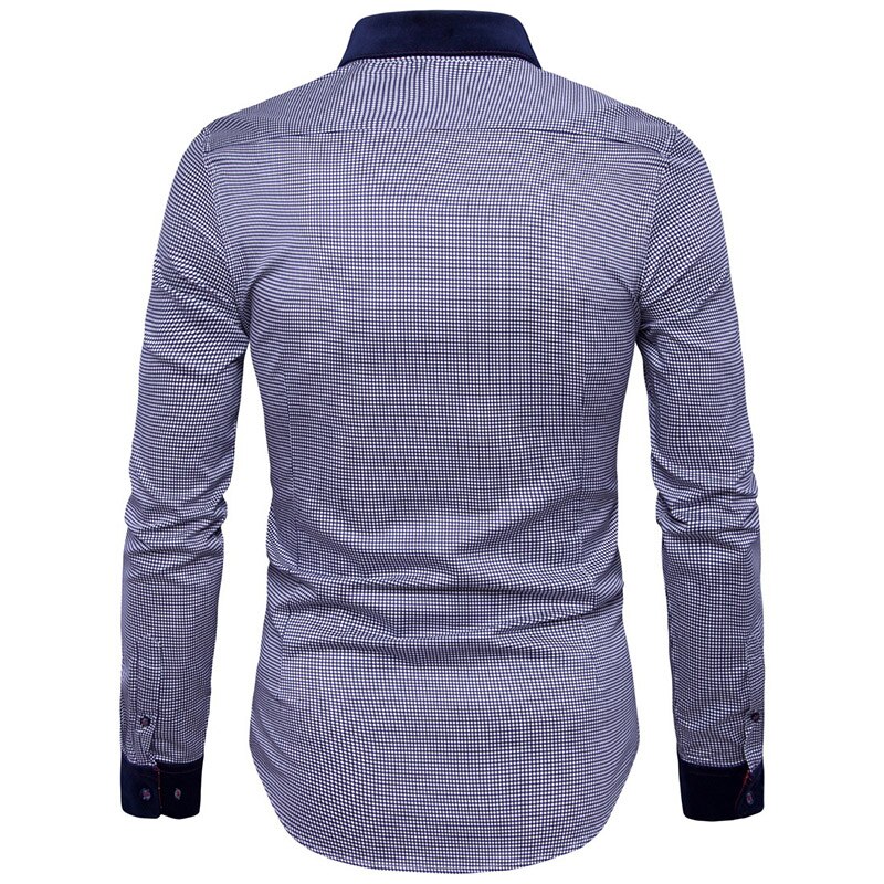 Complet petits pois imprimé chemises pour hommes M-2XL à manches longues jeune homme slim fit garçon vêtements