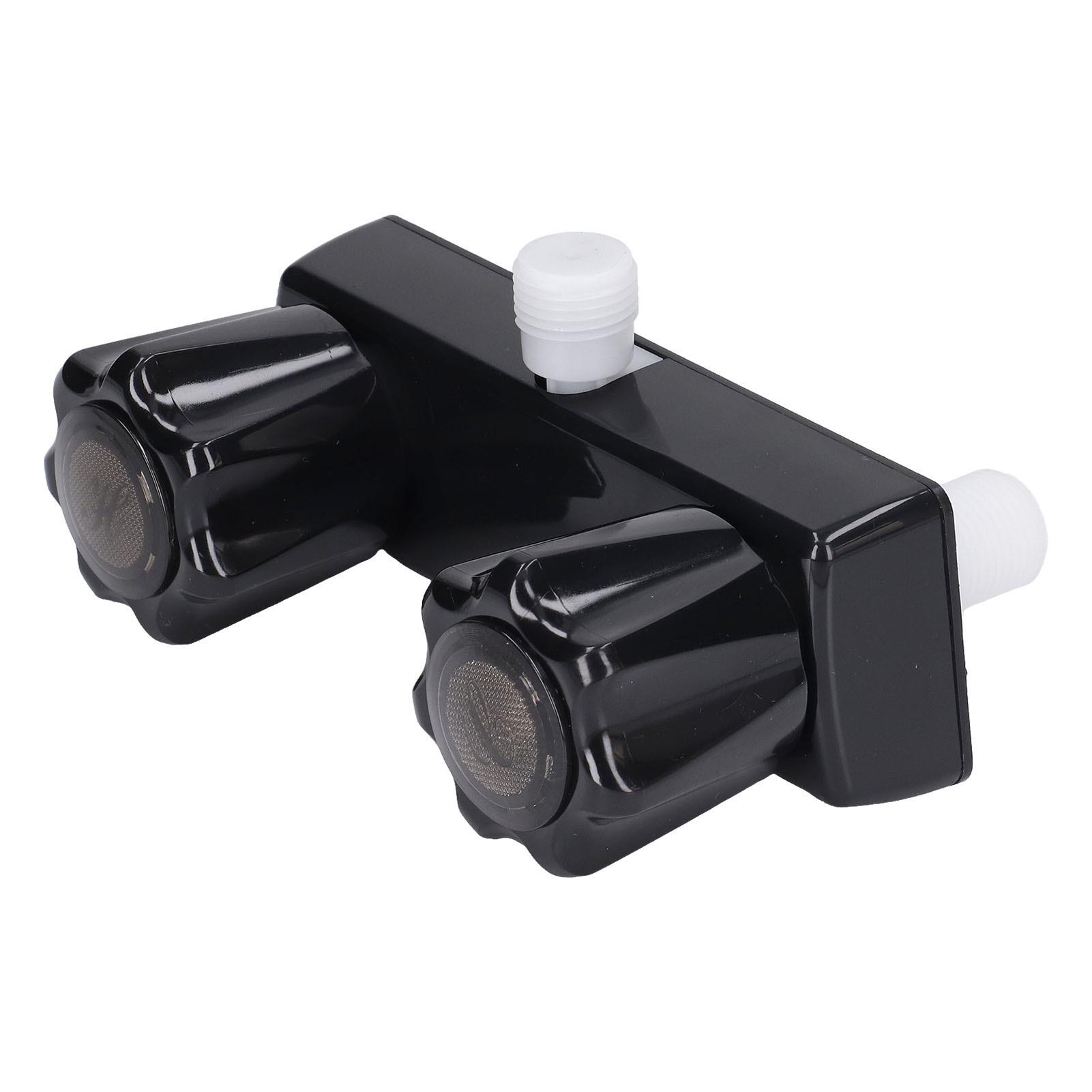 Rubinetto per doccia per camper con doppi manopole e deviatore - Controllo miscelatore per camper e camper: nero