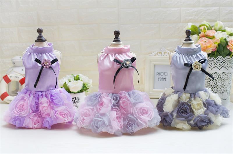 Arrivals Pet Dog Cat Summer Spring Dresses Rose Cute Lace For Small Dog Dresses Poodle Chihuahua Teddy Shirt Princess
