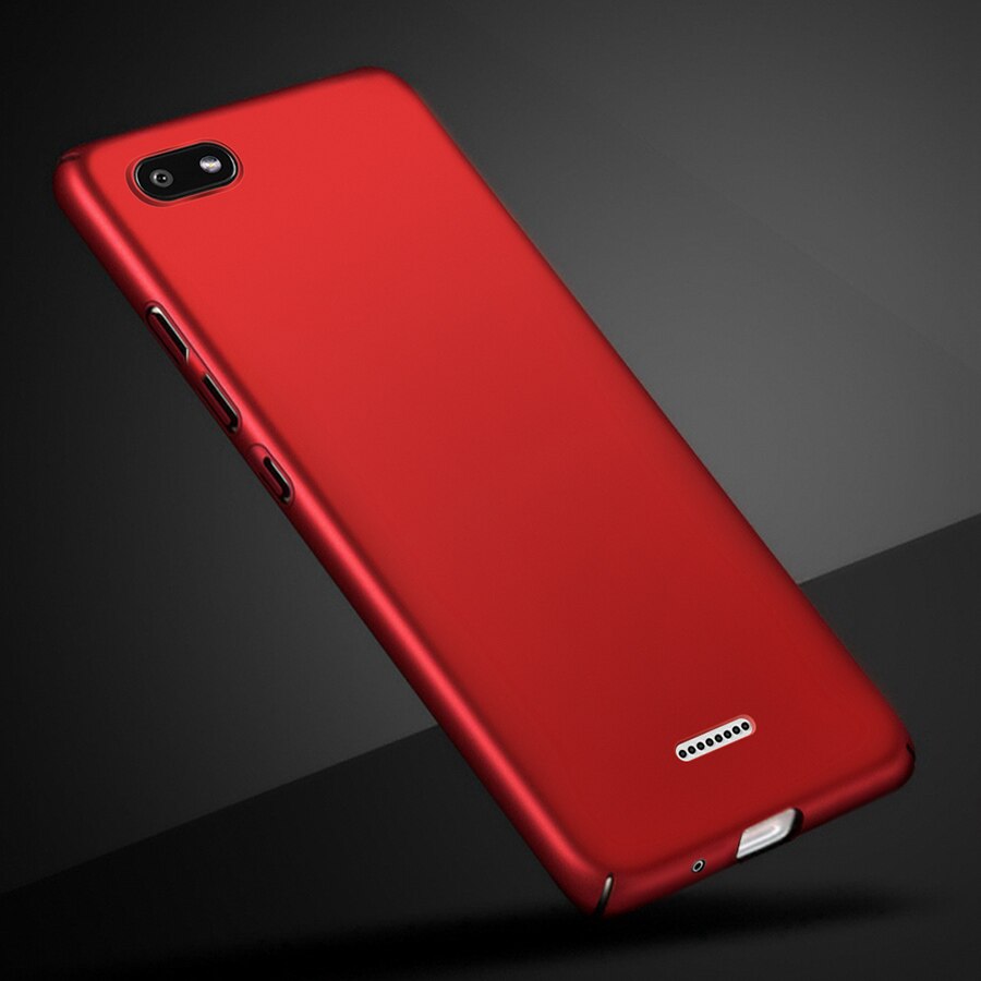 Hard Phone Case For Xiaomi Redmi 6a 6 a Case Cover Matte Slim Bumper For Xiaomi Redmi 6a Case Smartphone Back Housing Funda: Red