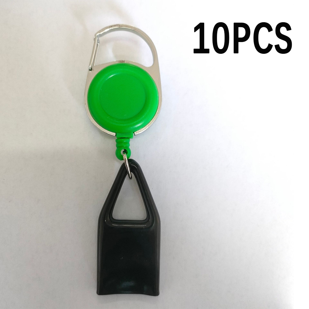 10PS Intrekbare sleutelhanger Aansteker te trekken gesp Sleutelhanger Outdoor Anti-verloren Anti-diefstal Draadkabel Gesp Snelle levering Groothandelaren: green