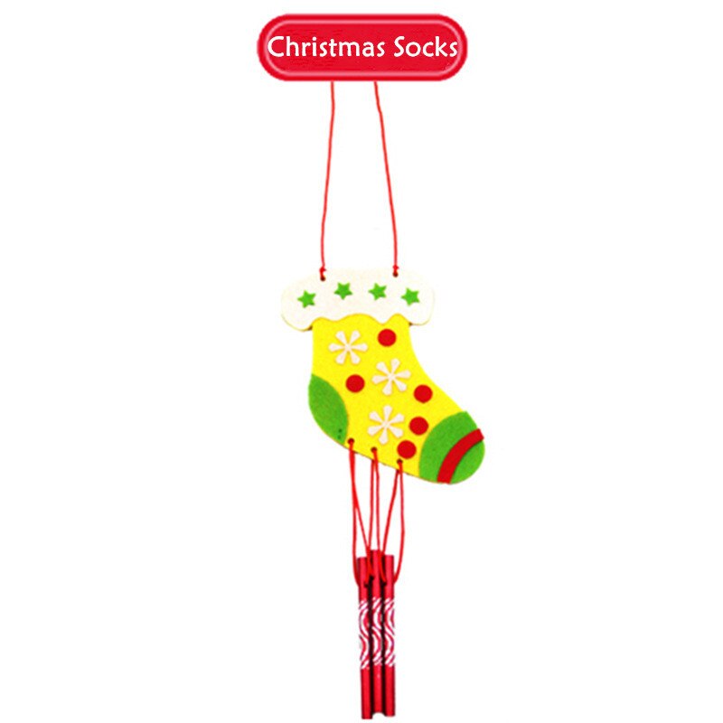 Children DIY Christmas Wind Chime Handmade Non Woven Wind Bell Kid Manual Craft Toy Decorative Pendant Materials Package: Christmas Socks