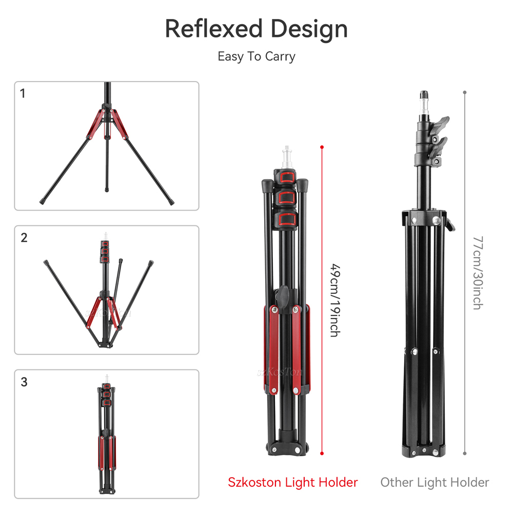 1.9m/75 inch aluminium lampstatief voor fotografie, lichtstatief, monopod, lichtbeugel voor led-videolamp, flitser, reisformaat, 1/4 schroeven
