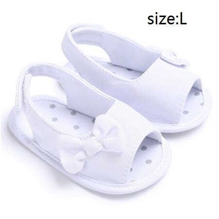 Sandalias de verano para niña con lazo para recién nacido, zapatos informales de princesa para exteriores, suela suave antideslizante para 0-12 meses: White L
