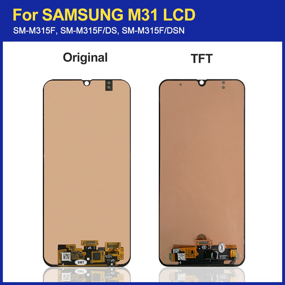 100%  test til samsung galaxy  m31 lcd  m315 m315f sm -m315f lcd display berøringsskærm digitizer enhed udskiftning