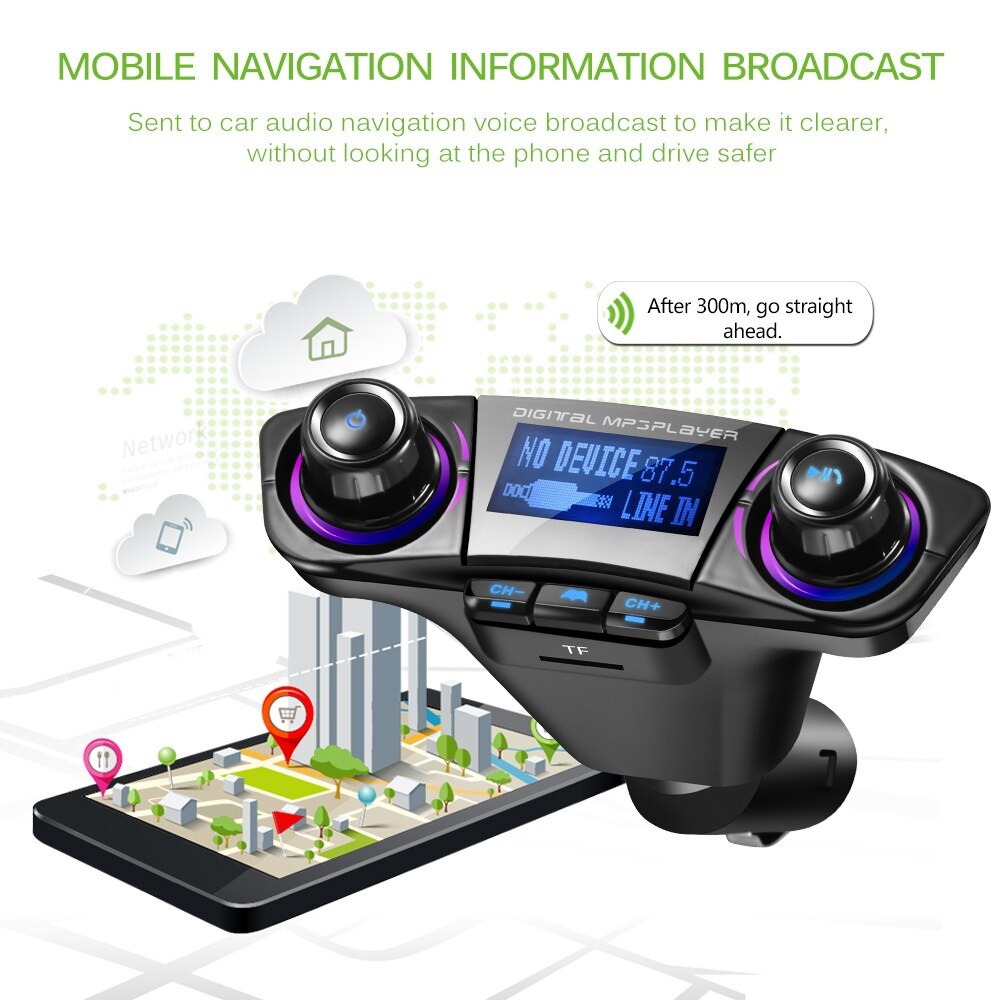 BT Handsfree FM Transmitter Aux Modulator Car Kit Car Audio MP3 Player with Charge Dual USB Car Charge Auto Accessories