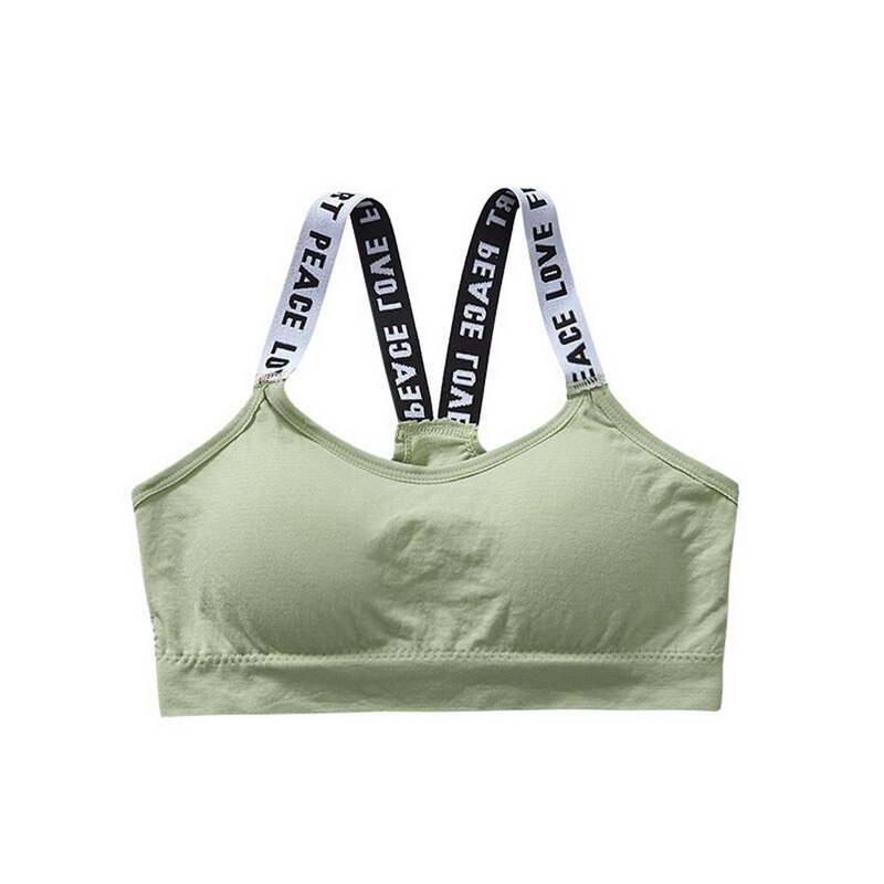 Sujetador deportivo para mujer, Top de tubo sin anillo de acero, ropa interior de talla grande, acolchado, estampado, para gimnasio, Yoga, belleza,: Green