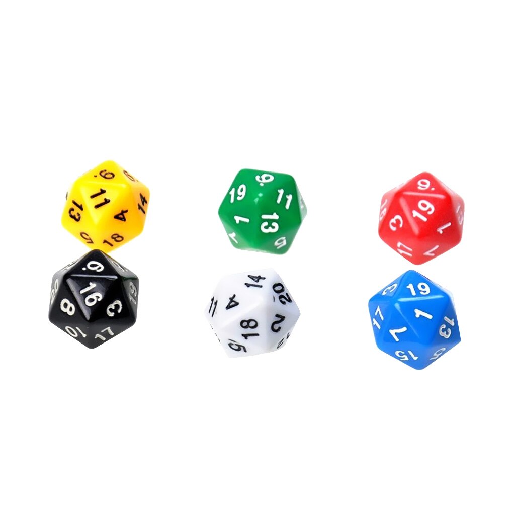 6 Pcs D20 Role Play Games Dices RPG D&D Traditonal Board Game Dices 6 Colors