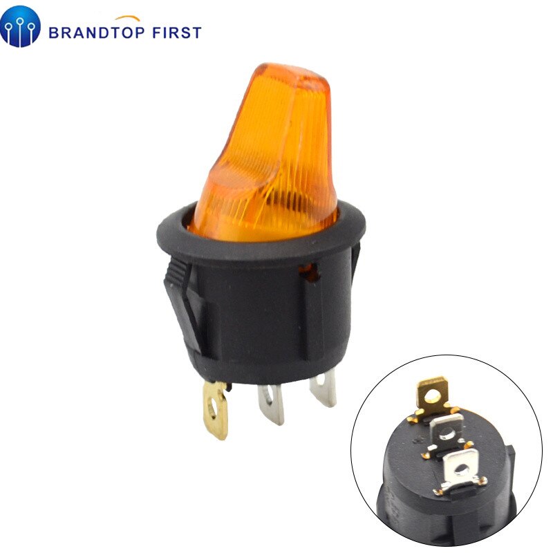 1 stk vippebryter med 12v opplyste lamper 10a/125 vac 6a/250 vac: Oransje